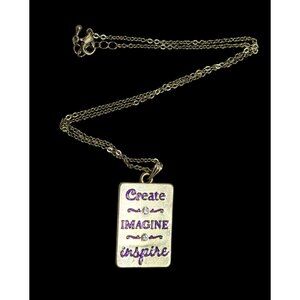 Create Imagine Inspire Gold Tone Necklace With Purple Enamel And Rhinestones